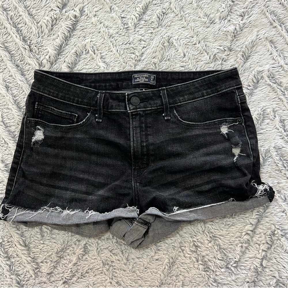 Abercrombie & Fitch Harper Low Rise Short jean shorts black size 28 / 6
